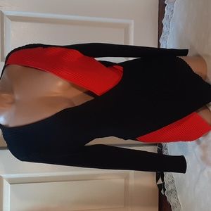 SEVENTH AVENUE RED AND BLACK SEXY LOW CUT KNIT, 1X